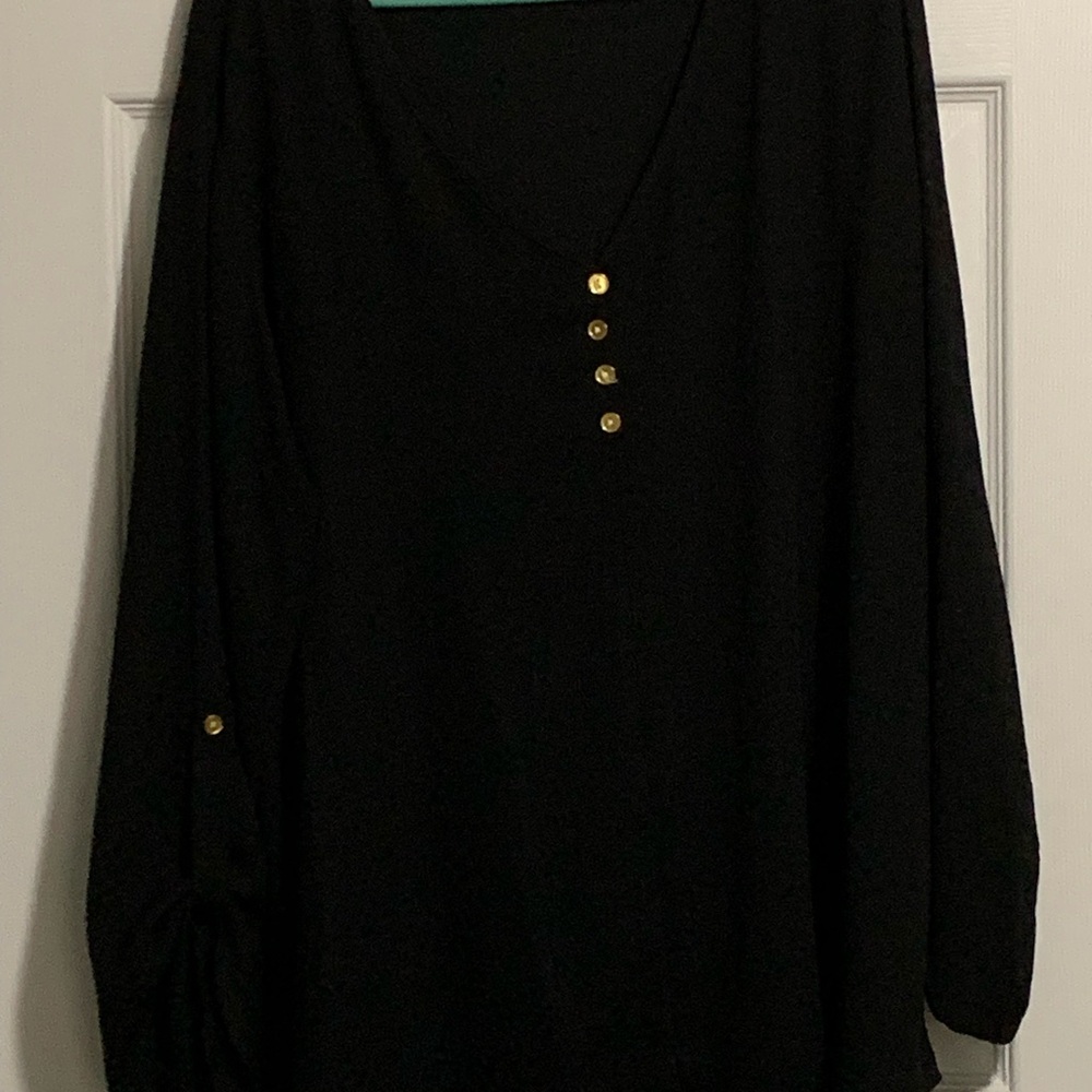 Soho Girls Black Blouse with Gold Buttons